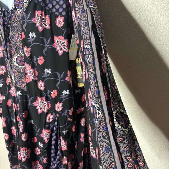 O'Neill x Anna Sui Dottie Floral Lace-up V-Neck Pleated Dress Sz M (1344) - Picture 7 of 8